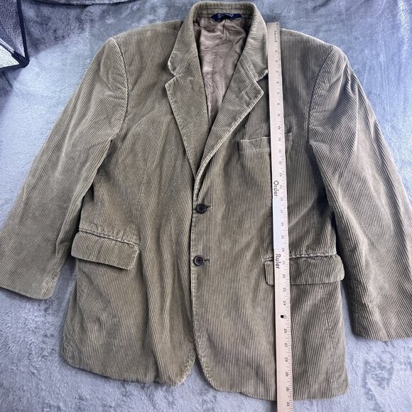 Stafford Corduroy Blazer Jacket Mens Size 44S Tan Beige 2 Button Sport Coat VTG - Picture 8 of 14